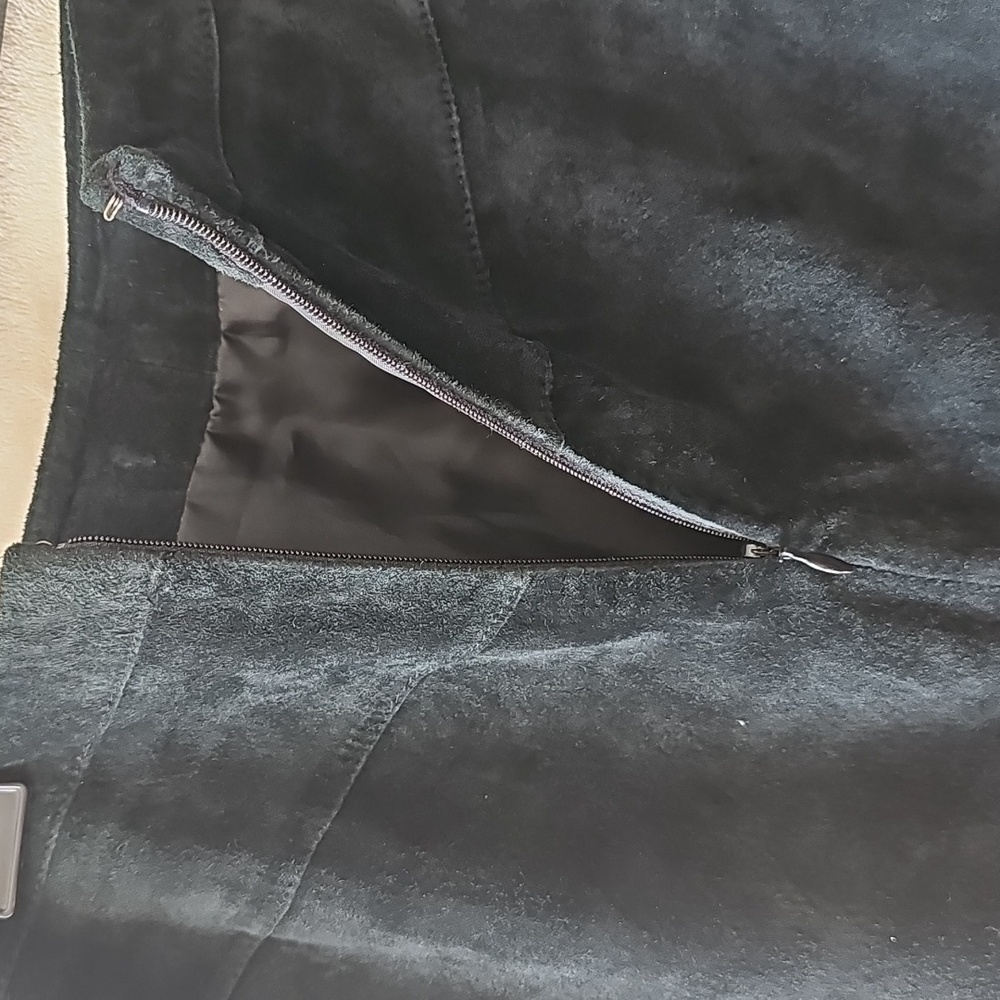 Alfani Black Suede Leather Skirt 10P - Picture 5 of 6